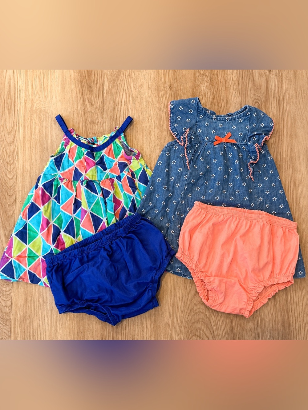 Small Wonders Baby Girl Lot of 2 Summer Outfits 6-9M Dresses & Bloomers